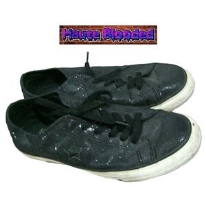 Converse One Star Black Glitter Shoes Chucks Chuck Taylor Bling Dark Academia 7